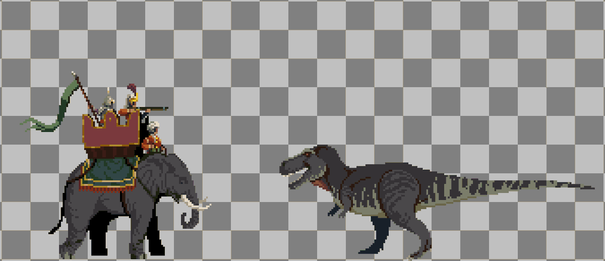 PenPrickly's tweet photo. War Elephant vs T-Rex. The biggest land animal of today vs the largest land predator in history. https://t.co/ytxdfFU8Q4