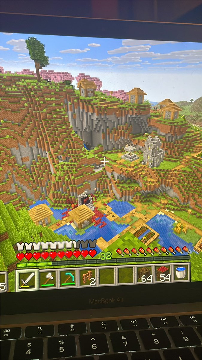 not only have i found a village in minecraft so spread over a hill thats right next to cherry grove, but it also has ruined portal right in the middle? thas so cool
