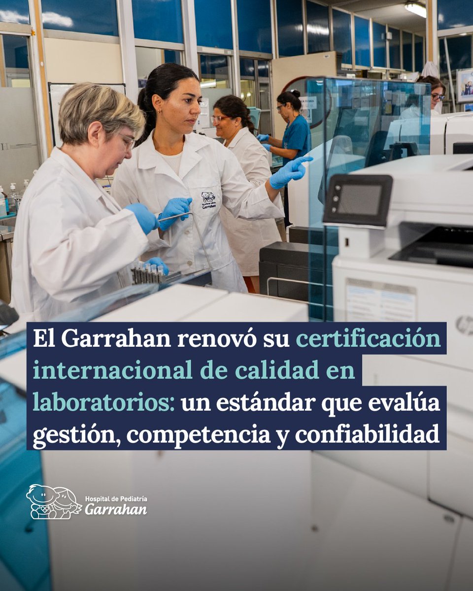 El Garrahan sostuvo la acreditación bajo la norma de calidad internacional IRAM-ISO 15189 para laboratorios clínicos. Es el primer hospital pediátrico del país y el segundo del ámbito público nacional en alcanzar este estándar de excelencia entre más de 6.000 establecimientos.