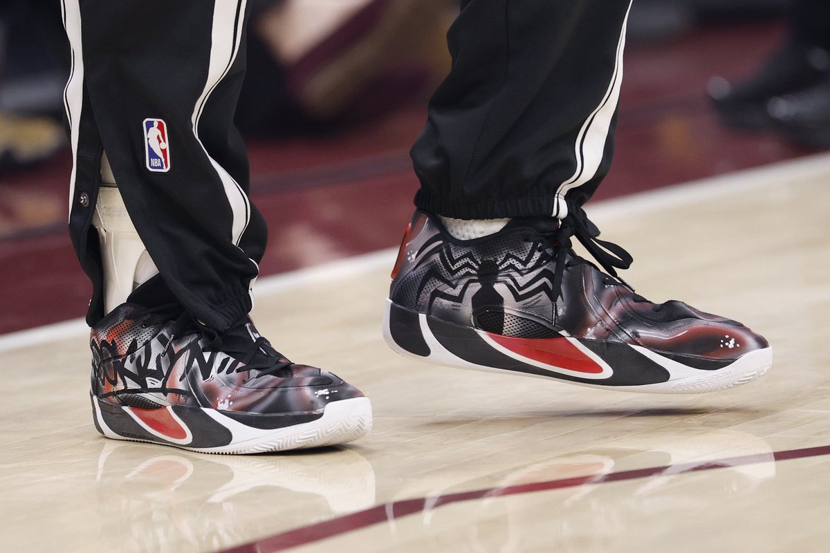 Drake Powell’s been repping Miles Morales &amp; Venom with his custom Jordan Tatum 4s 🕸️