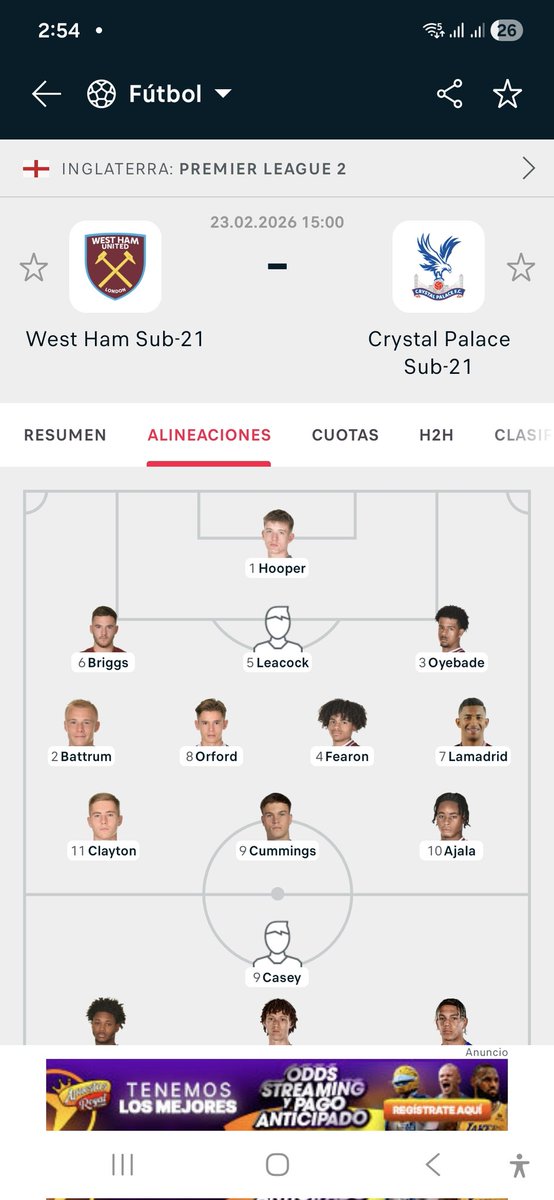 El Venezolano Lamadrid estará nuevamente de titular en el West Ham Sub 21 , cuando su equipo enfrente al Crystal Place de la Premier League 2.
#lamadrid