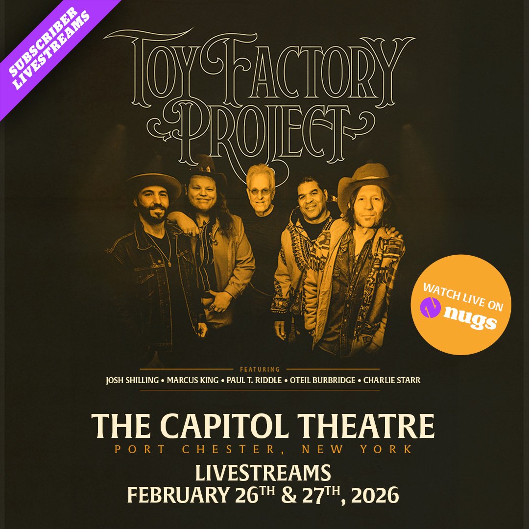 📣 We've heard your many requests and are happy to announce that 🎸 🏔️ southern rock is heading to the Rock Palace, and y'all can tune in for the livestream at home on Feb 26 &amp; 27 from the <a href="/capitoltheatre/">The Capitol Theatre 🐿</a> on <a href="/nugsnet/">nugs</a>

New to nugs? Get started at nugs.net/toyfactoryproj…