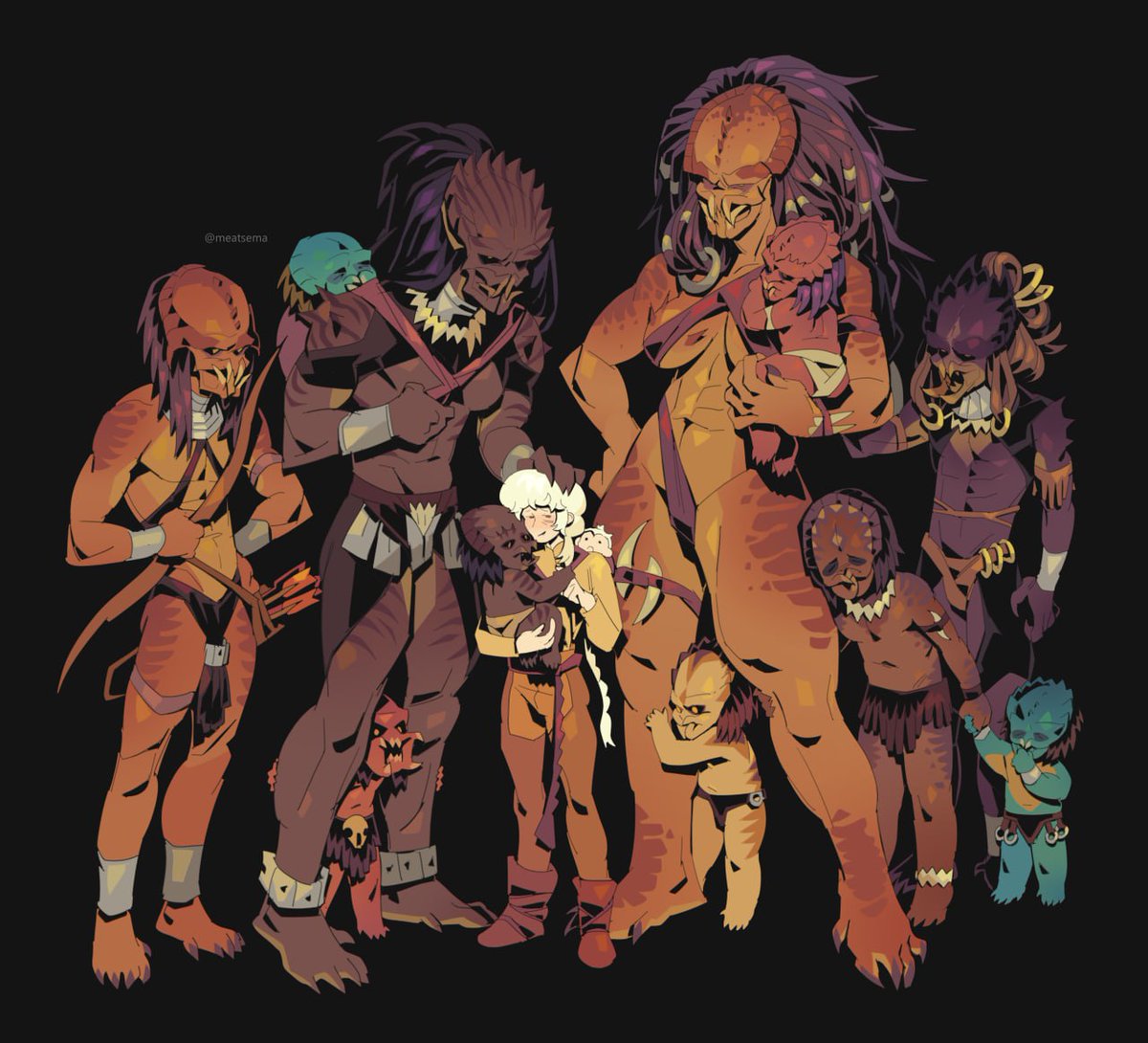 A family portrait! :3c
V, A, Iroh and their babies.