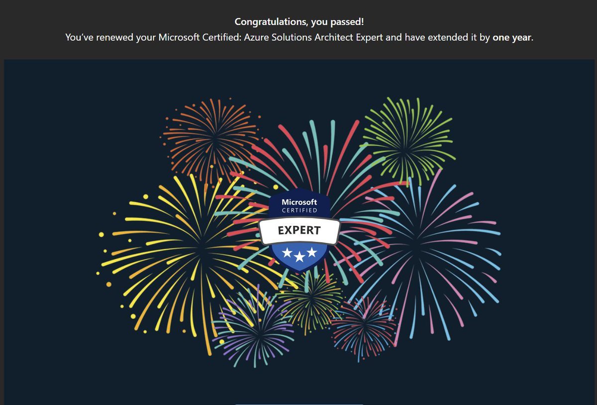 Renewed ✅ Microsoft Certified: Azure Solutions Architect Expert.
Always good to stay current as Azure keeps moving.
#Azure #MicrosoftCertified #CloudArchitecture