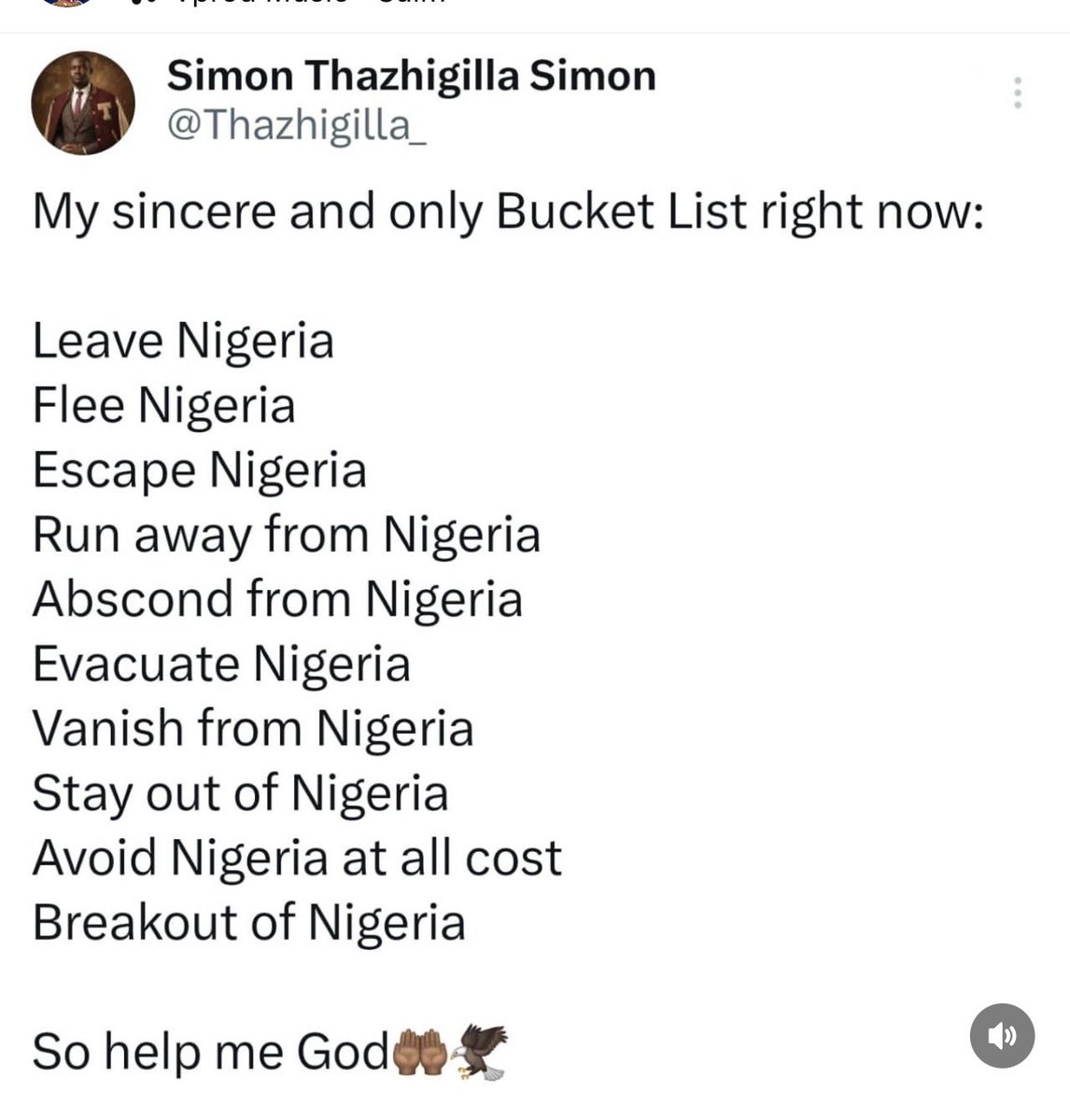 I no blame you my brother, Escape like me.
Be like me. The earlier, the better.