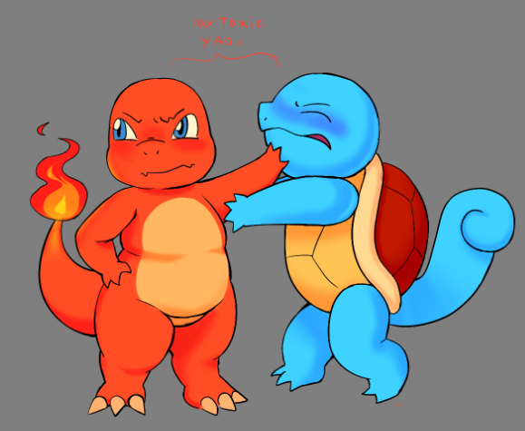 medeixeacorda's tweet image. #charmander x #squirtle #startersquad #fanart
