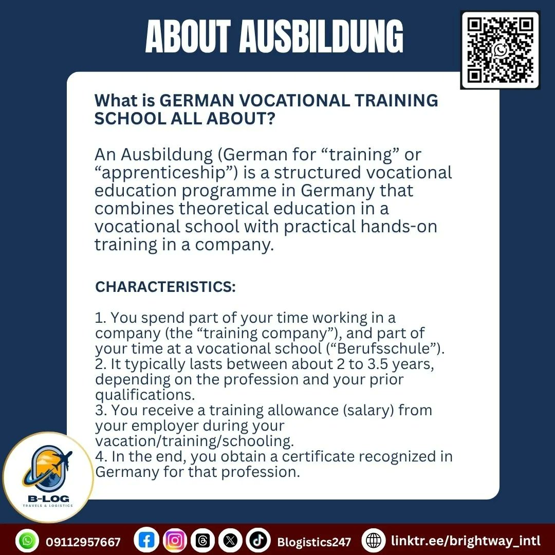 Blogistics247's tweet photo. Dreaming of building your career in GERMANY? 🇩🇪

TRAIN, EARN, and RELOCATE through the "AUSBILDUNG" program while gaining international work experience and earning €800–€1,500 monthly!

Your global career starts NOW. Don’t just travel — relocate with purpose. 🚀 https://t.co/AwG99yFSQA