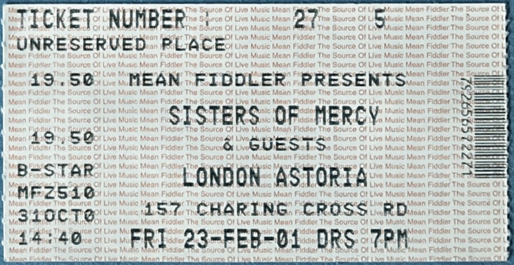 Spegazzinii's tweet image. #OTD @heartlandforum @tsomofficial #sistersofmercy

2001 - Sisters of Mercy at The Astoria London (night 2!) Motorhead and Gary Glitter covers indeed.