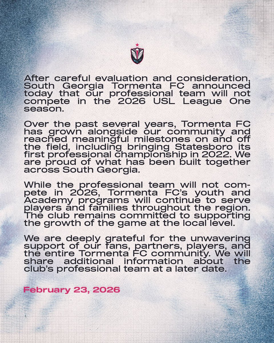 South Georgia Tormenta FC tweet media