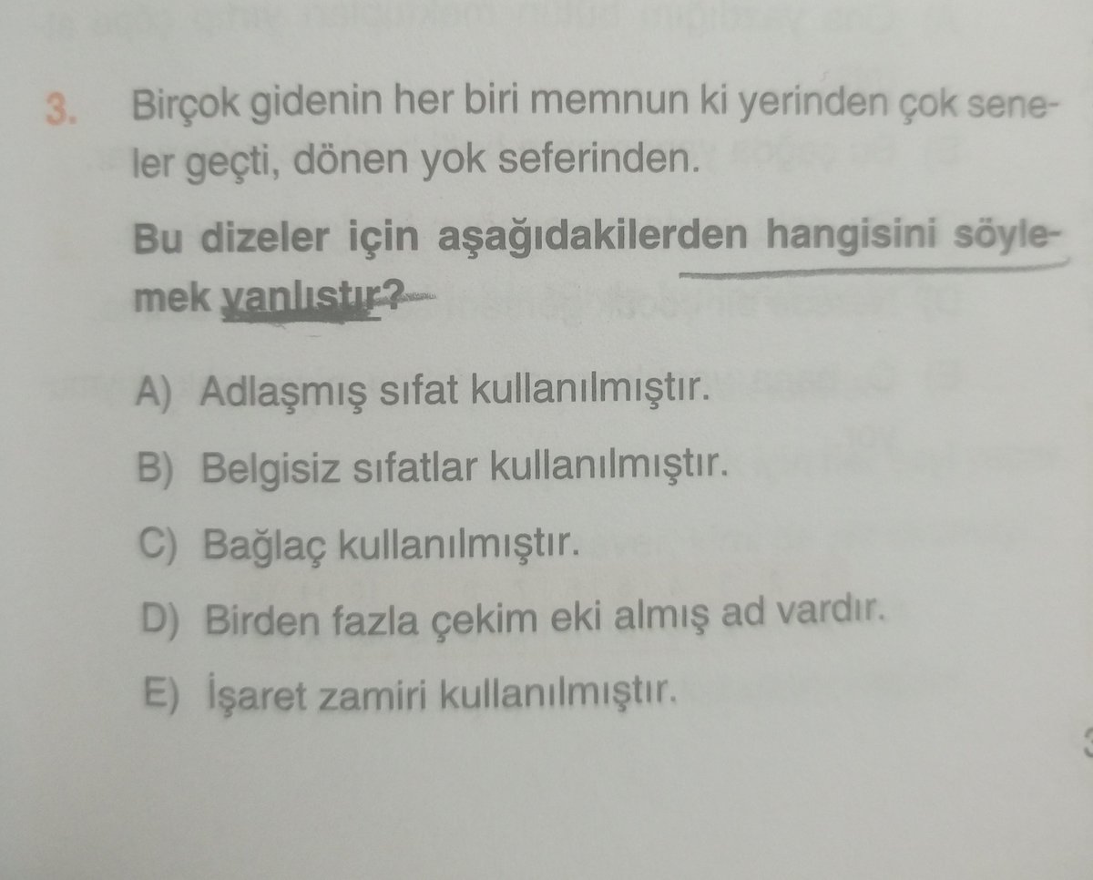 Beyzakevek1's tweet photo. Kuzenim soruyu atmış hangisi yanlış ya diyor? Şıklara geçmeden dizede takıldım.Yahya Kemal'i eksik alıntılayıp bizden dil bilgisi bekliyorlar https://t.co/tGuFSkNNlB