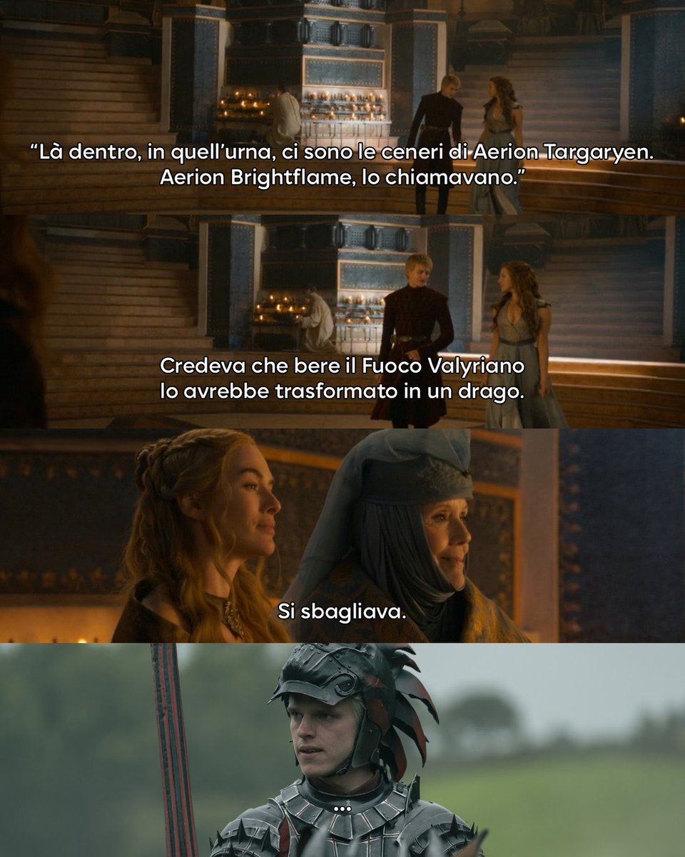 GameOfThronesIT's tweet photo. Citazioni de Il Cavaliere Dei Sette Regni presenti in Game Of Thrones #AKnightoftheSevenKingdoms #GameOfThrones https://t.co/1YqDtL8xPH