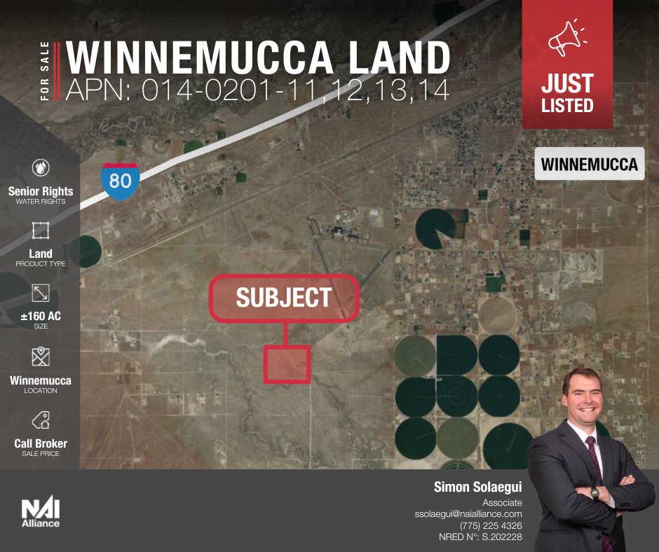 Just listed | Winnemucca, NV ✨

📍Humboldt County
📐 APN: 014-0201-11, 12, 13, 14

This property consists of four 40-acre parcels, with a potential 5-acre subdivision. Plus, 180.35 acre-feet of senior certificated water rights are included.

#Agriculture #AGRealEstate #Land