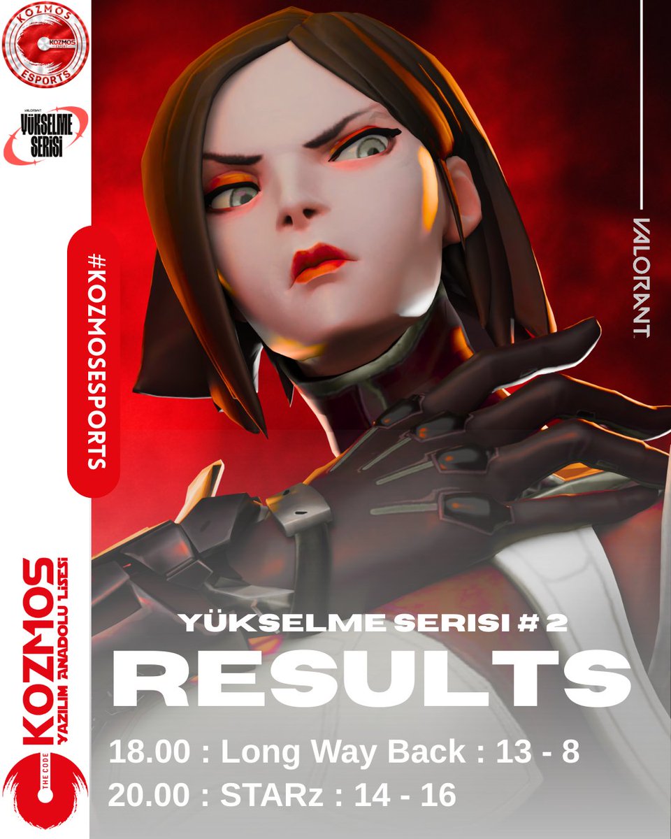 🇹🇷 Yükselme Serisi - 1. Aşama 2. Eleme, 2. müsabakasını kaybediyoruz.

🆚 Long Way Back : 13 - 8 
🆚 STARz : 14 - 16

❤️ Rakiplerimizin ellerine sağlık.
👋 Haftaya daha iyi dönüş yapacağız!

#kozmosesports #kozmoslisesi #letsgokozmos #kze