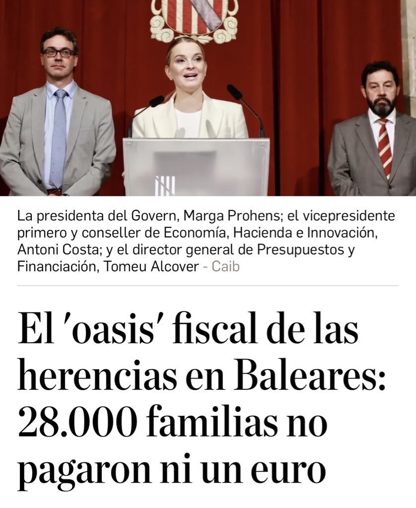 Complírem amb la nostra paraula donada i en només deu dies eliminàrem l’impost més injust, l’impost a tota una vida de feina i sacrificis dels nostres pares i padrins, l’Impost de Successions.

Dos anys i mig després, 28.000 famílies de les Illes s’han beneficiat d’aquella passa