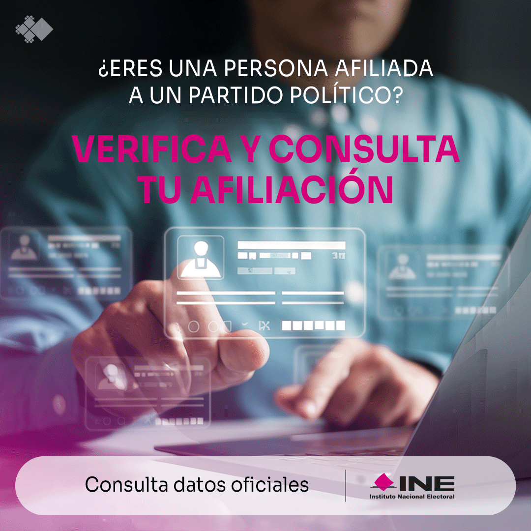INEMexico's tweet photo. ¿Quieres saber si estás afiliado a un partido político? 🗳️

El INE pone a tu disposición una herramienta oficial para consultar si tus datos aparecen en el padrón de afiliación de algún partido político con registro vigente.

La consulta es informativa y te permite conocer tu estatus de manera directa.

Consulta aquí:👇
https://t.co/bbLqPxDoBl