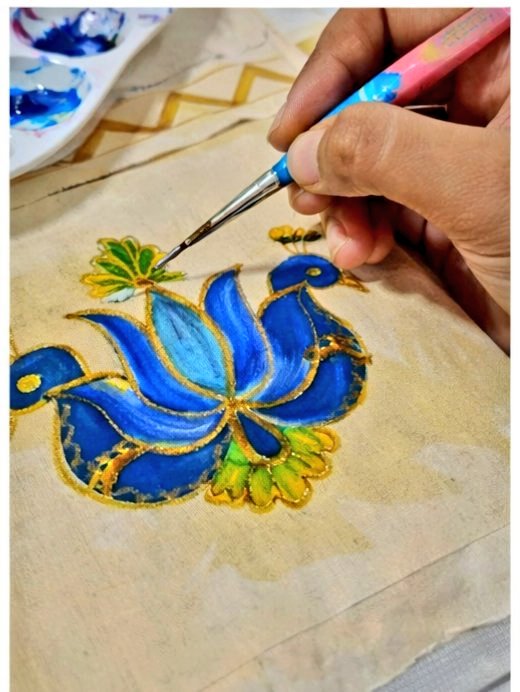 imkashyp's tweet photo. College project – Hand-painted saree design inspired by traditional Indian motifs (Lotus &amp; Peacock).
Exploring surface ornamentation and border placement.
Open to internship opportunities in textile &amp; fashion design.
#FashionDesignStudent  #HandPainted https://t.co/u3zA17arkq