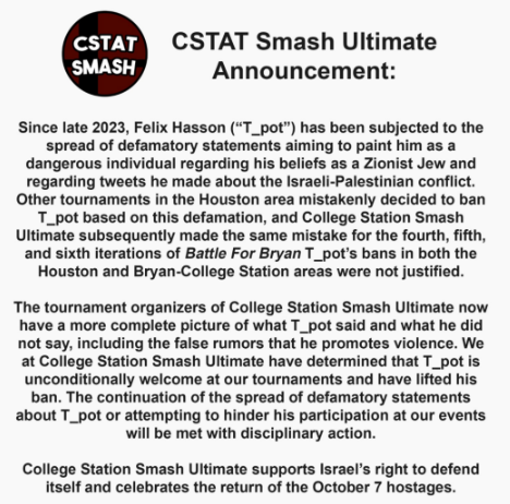 College Station Smash Bros tweet media