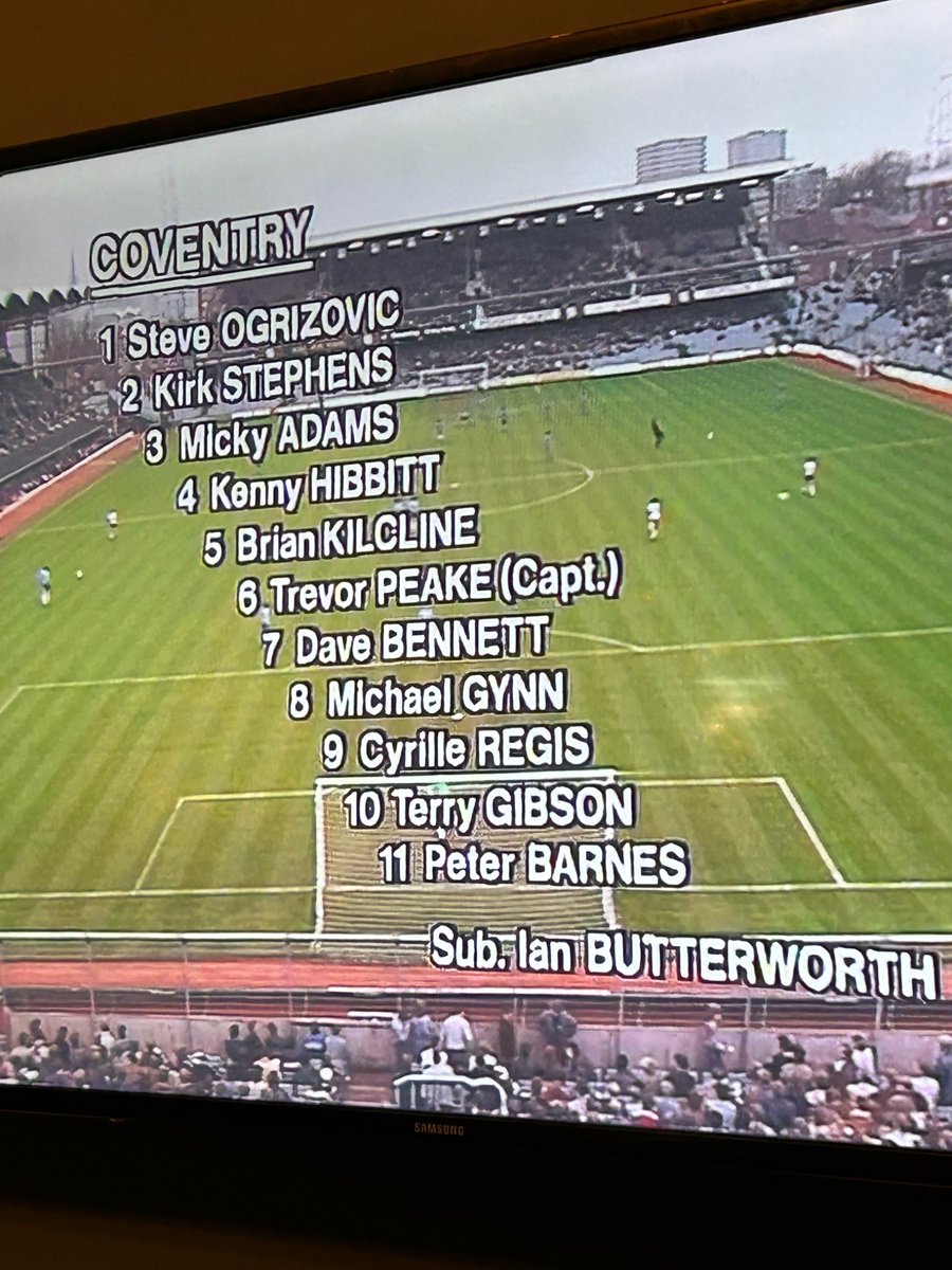 JasonBuckfast's tweet photo. @ThatCovPod Watching The Big Match Revisited. 1984. Cov 1 Spurs 1. Cyrille with a last minute equaliser sparking a pitch invasion by Spurs. https://t.co/Z98qPGcAUg