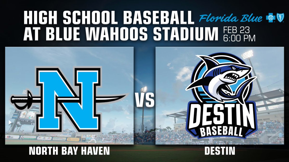 BlueWahoosBBall's tweet photo. Tonight, Destin and North Bay Haven clash at Blue Wahoos Stadium in a high school baseball showdown presented by @FLBlue!

Get tickets here: https://t.co/ZF9XWBKf0l https://t.co/8SvOOS0Mlg
