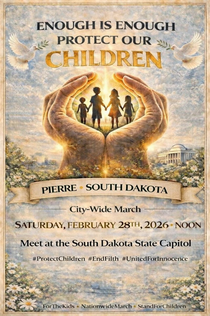 MrSausageGet's tweet image. Pierre, South Dakota 
Saturday, February 28th
Meet at the state Capitol at noon
#SD #SouthDakota #protectourkids #ProtectChildren #EndFilth #UnitedForInnocence