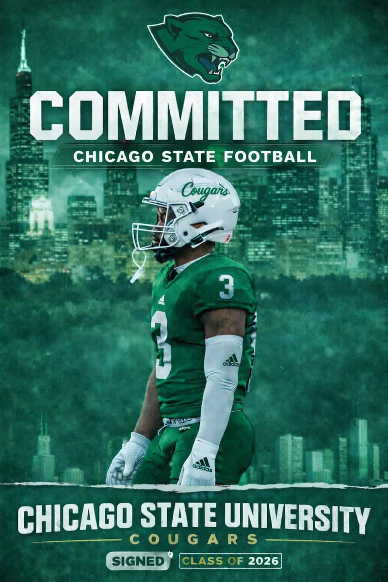 Chicagostatefbf's tweet photo. Breaking News: 5'11 195lb WR Brandon Taylor has committed and signed to #chicagostateuniversity 🟢⚪️ I asked, "Why CSU?" And " What are you looking forward to?"
#csu #chistatefb #chicagostate #play4Rome https://t.co/Ju3xC8l3KE
