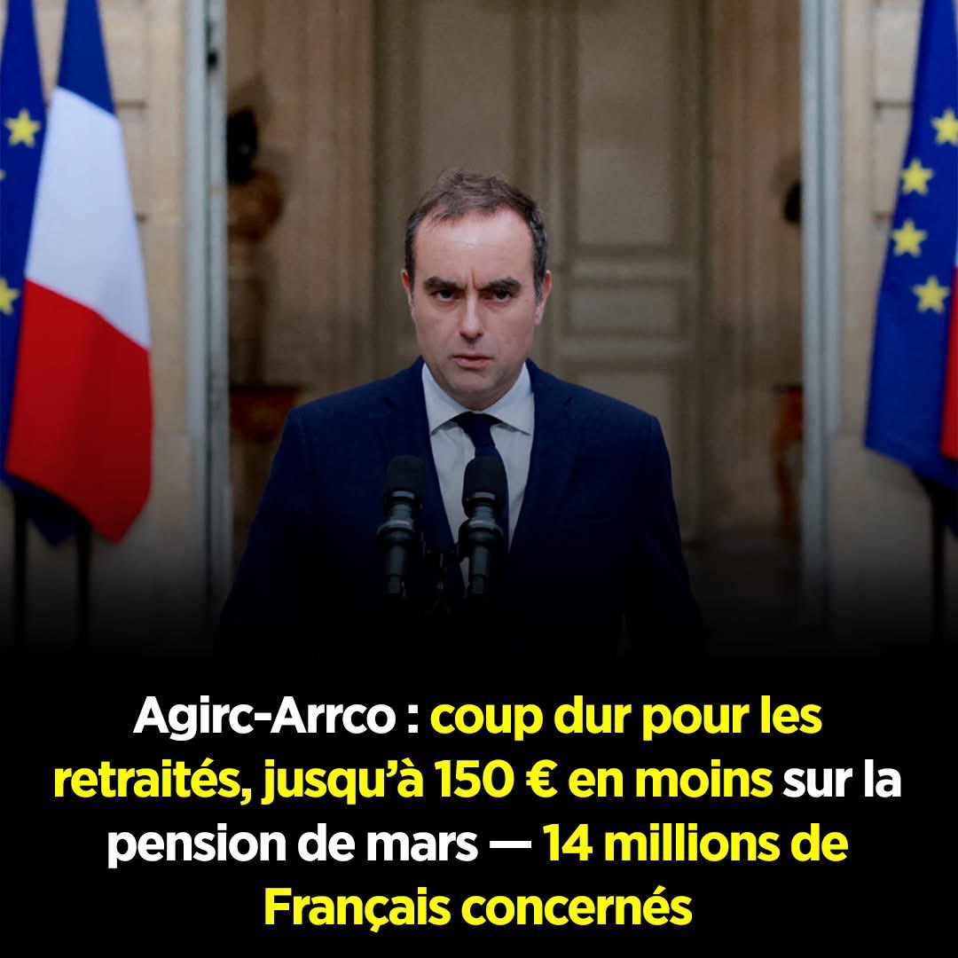 Voilà voilà !

La prochaine fois vous réfléchirez si il vous reste un peu de cerveau ,avant de voter!🤮🤮

Des ajustements du régime Agirc-Arrco pourraient entraîner une baisse des pensions en mars, affectant 14 millions de retraités en France.