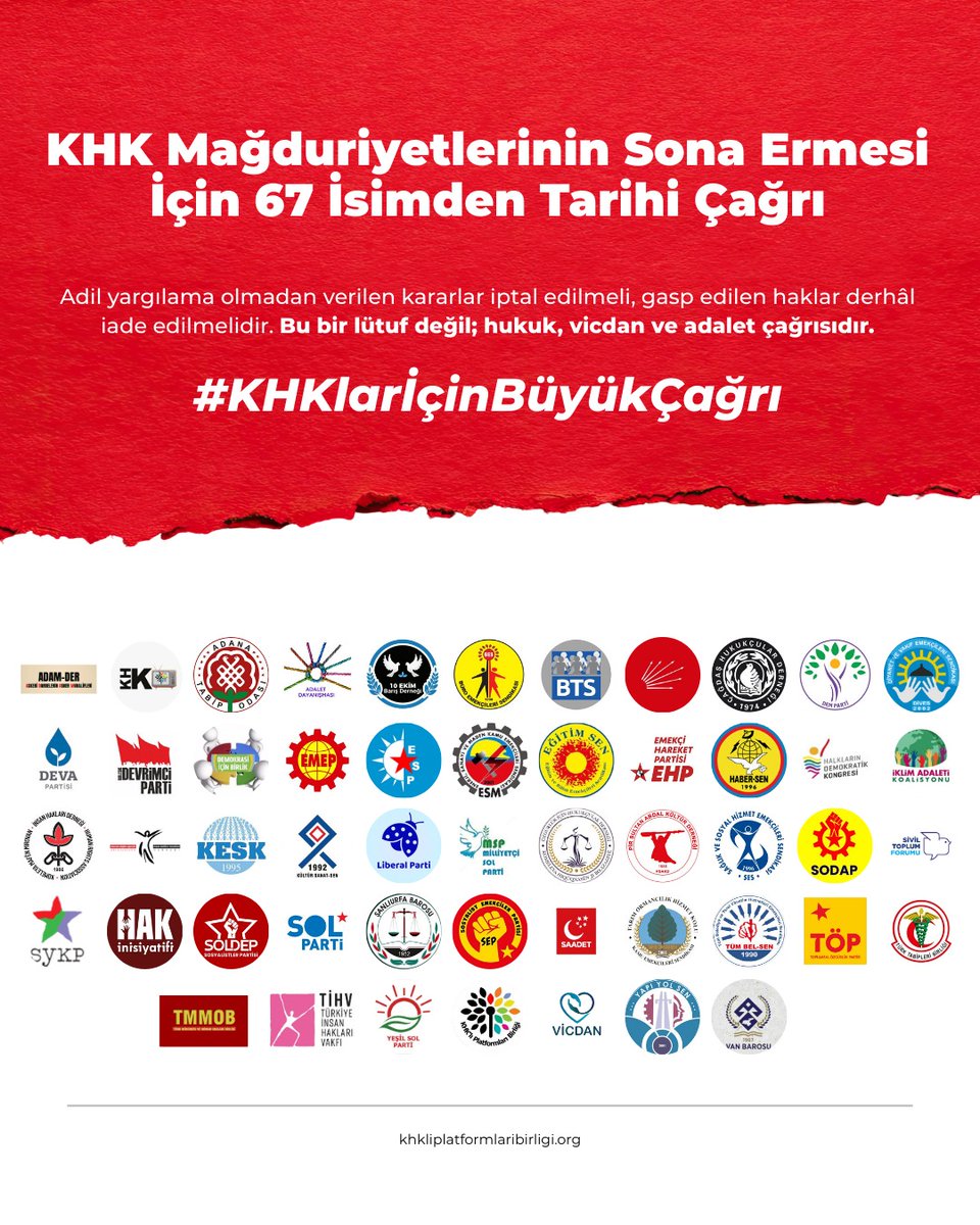 Büyük Çağrı:KHKlar İptal Edilmelidir.

#KHKlarİçinBüyükÇağrı