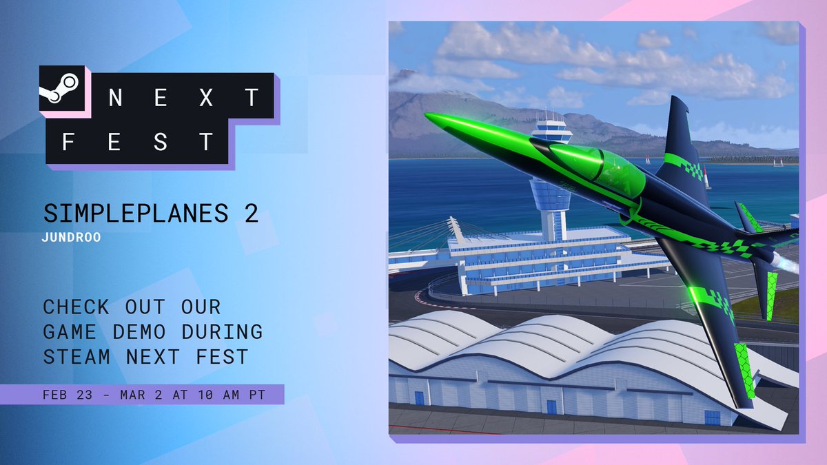 Steam Next Fest has started! Jump into the SimplePlanes 2 Demo to race friends in multiplayer, explore new islands, customize SP1 crafts, and try 50+ new vehicles. Playing today is the absolute best way to support our dev team. Fly with us on Steam!
store.steampowered.com/app/3938060