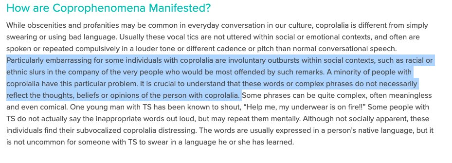i got to say, i never fully researched / understood Tourettes outside of the surface material i learned years ago. but that BAFTA scene really made me be like "da phuh?". turns out that could be a thing. it's ... interesting. 
tourette.org/resource/under…