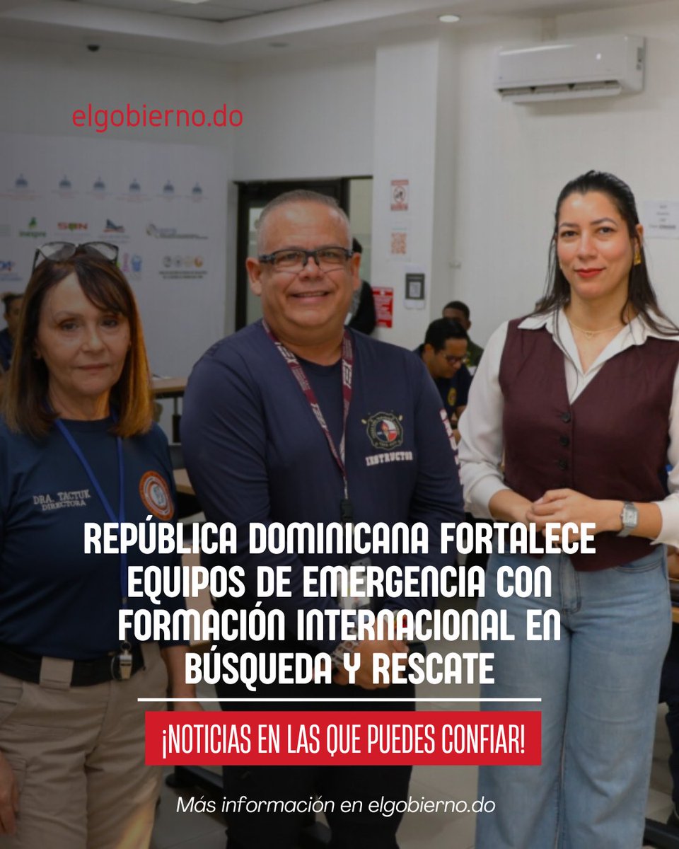 Santo Domingo.– Como parte de los esfuerzos conjuntos para fortalecer la Gestión Integral de Riesgos de Desastres en la República Dominicana, se dio inicio al Programa de Capacitación y Certificación en Búsqueda y Rescate en Estructuras Colapsadas y Espacios Confinados, una