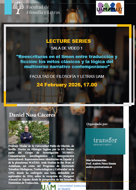 UAM_English's tweet photo. Mañana martes tendremos la visita de Daniel Nisa (U Pablo de Olavide), quien impartirá la conferencia "Reescrituras en el limen entre traducción y ficción: los mitos clásicos y la lógica del 
multiverso narrativo contemporáneo" a las 17 h en Sala de Vídeo I. https://t.co/EI3VreRGwt
