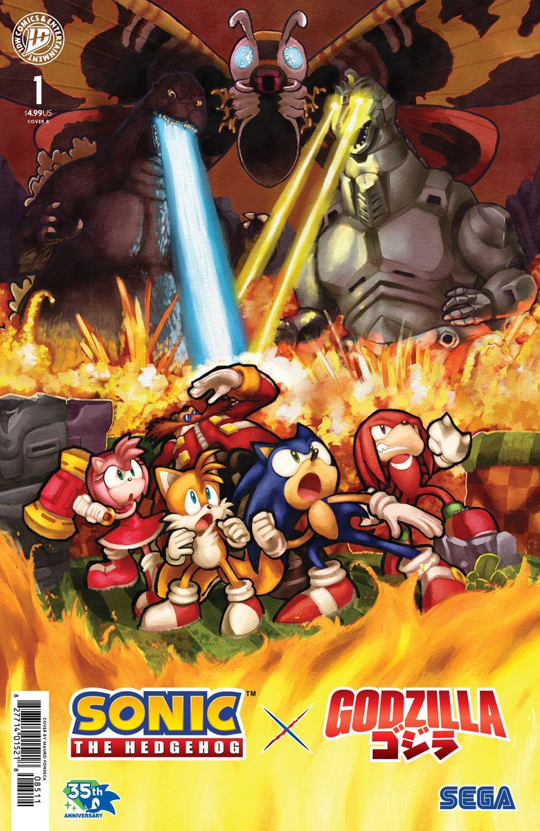 CartoonsOTMoon's tweet photo. Primer vistazo oficial al crossover más normal de Sonic:

El cómic de SONIC X GODZILLA https://t.co/VAmdRJk5p6