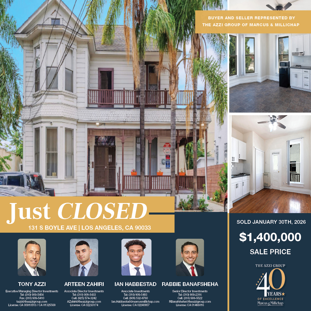 TheAzziGroup's tweet photo. 🚨 Just Closed 🚨
131 S Boyle Ave | Los Angeles

15-unit historic multifamily asset originally built in 1887. Landmark transaction executed at strong market alignment.

$1.4M | 94% Close to List | $297/SF

#JustClosed #Multifamily #CRE #LA #Historic #Investment #Sold https://t.co/giwkfpiu3Z