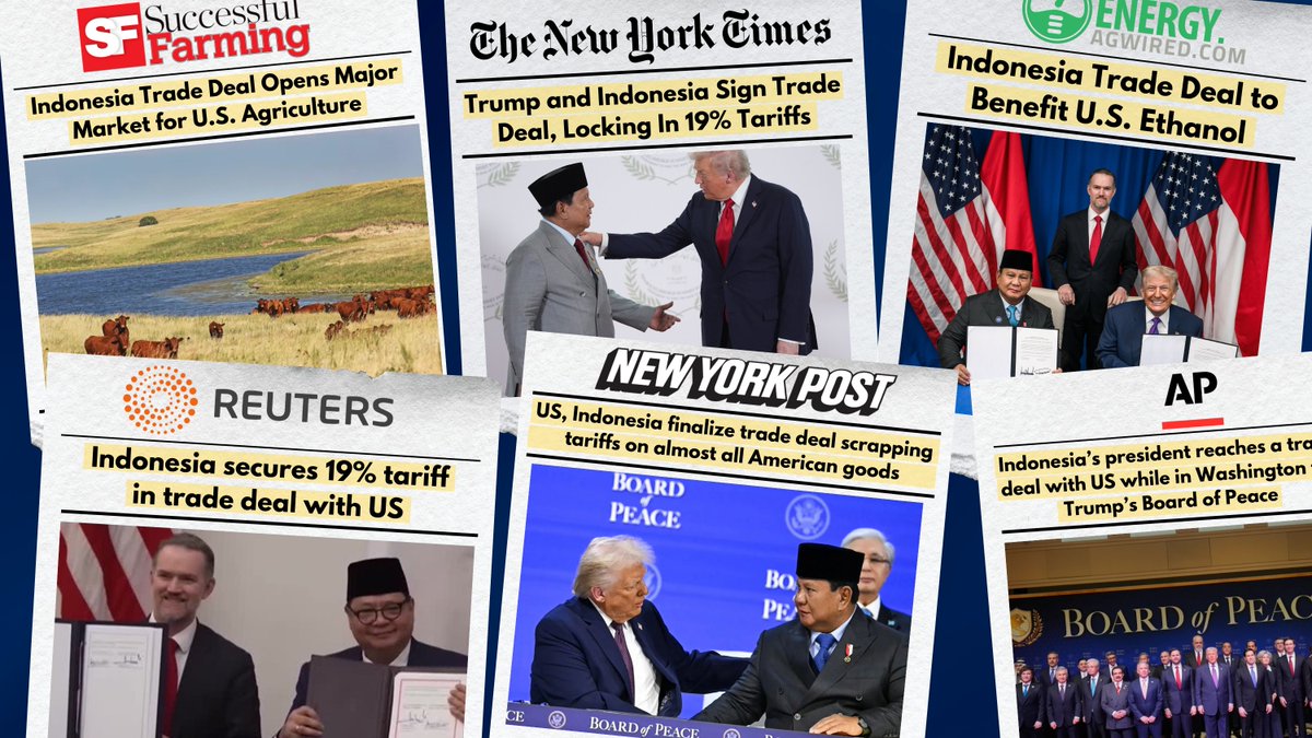 USTradeRep's tweet photo. President Trump’s trade deal with Indonesia unlocks American exporters' access to the world’s fourth most populous country, creating commercially meaningful opportunities for American farmers and manufacturers.

Learn more: https://t.co/GBUBLFSoVO https://t.co/DuyLuGbvfY