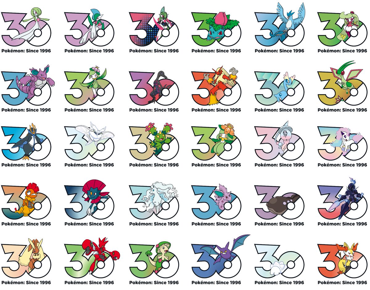 30th anniversary logos featuring my top 30 favorite Pokemon.