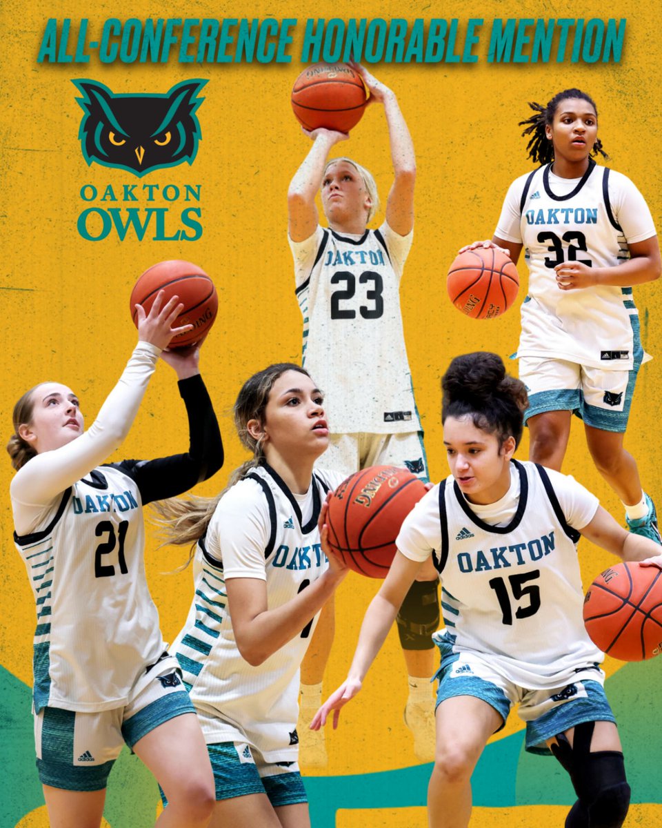 OaktonOwls's tweet photo. 👀The "Fab-Five" Freshmen make All-Conference 
Honorable Mention! Arianna Labeau, Daphne Brown, Cassie Krause, Ashlie Riley &amp; Ari Milam-Pryor have earned it with hard work and great team play⛹🏻‍♀️
@owl.wbb https://t.co/TfMrN3uRlE