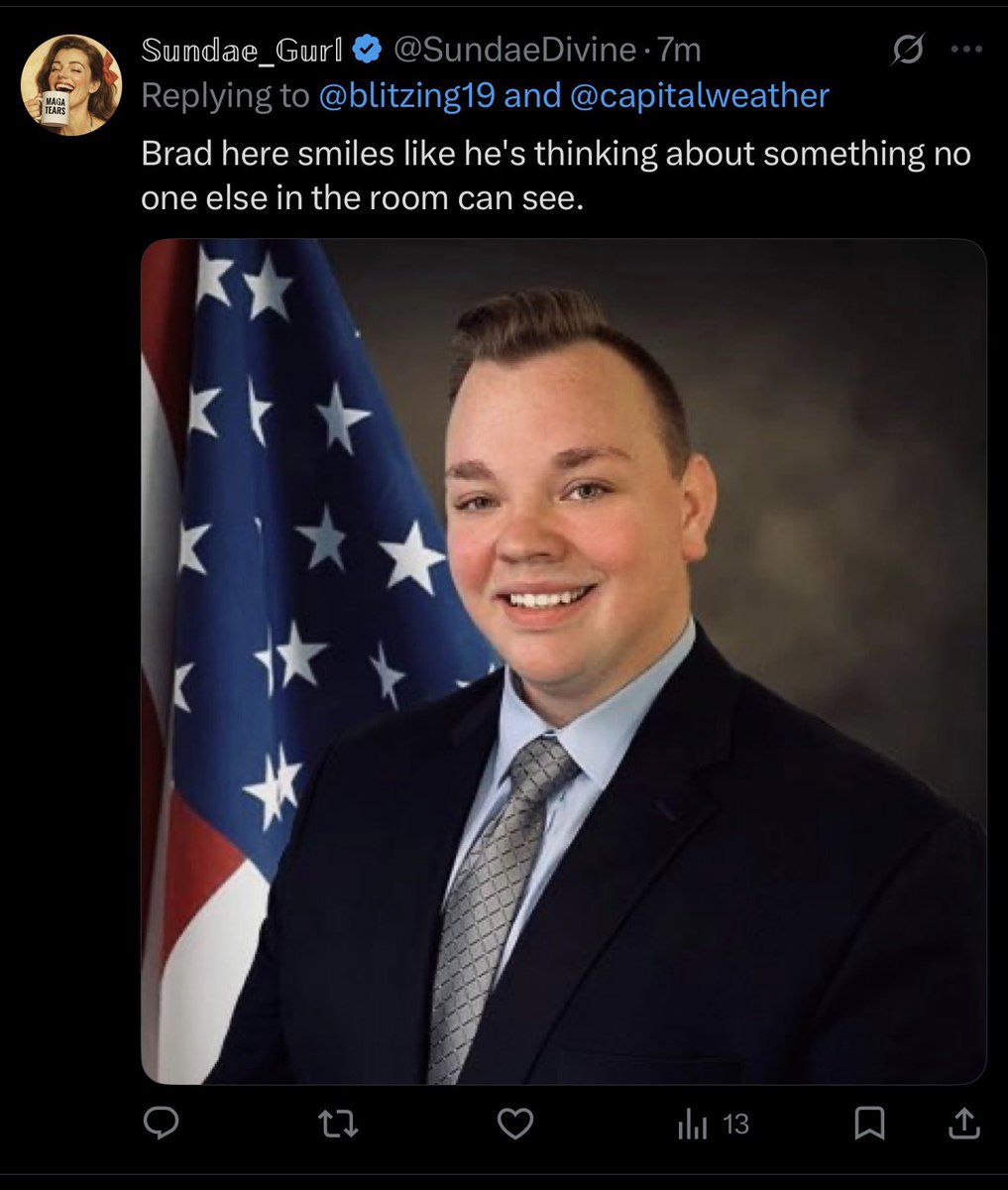 blitzing19's tweet photo. 100% fabricated. I posted a video of the snowfall my area got last night. Someone reposted it, she replied this under the repost.

She then deleted this reply, and made the post were under now. I have no idea why the hell they did this to me. 

I don’t work in politics. I do engineering work. No way in hell I could get an “employee of the year award” from this admin as I don’t work for this administration.