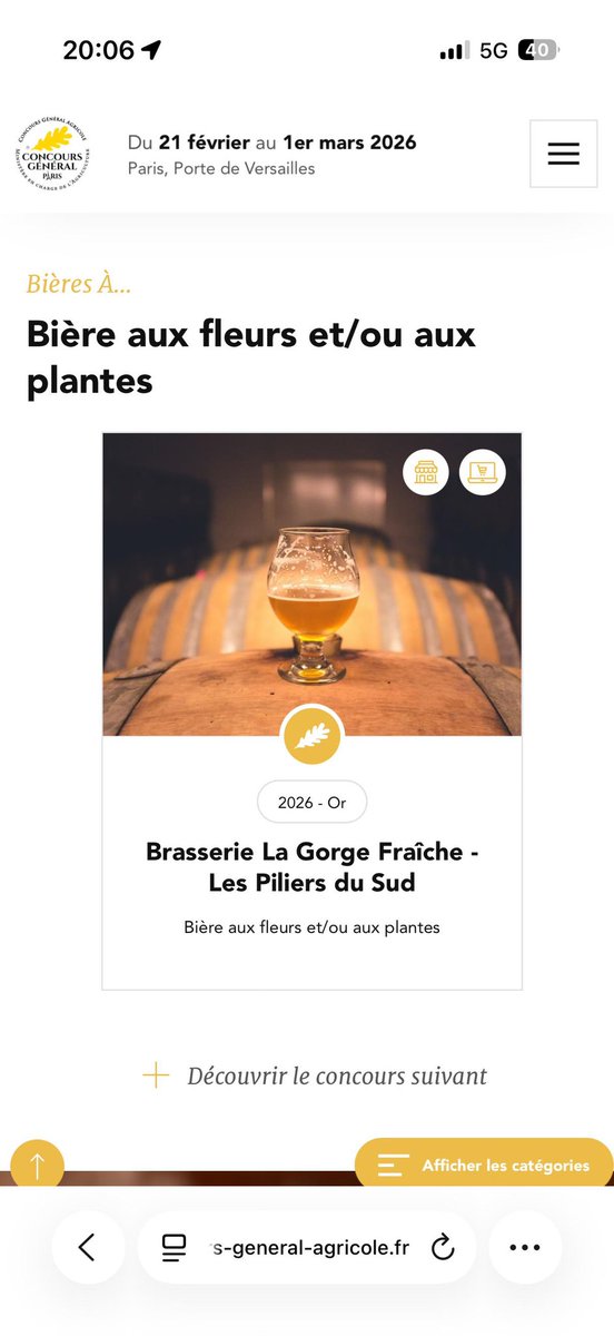 LaGorgeFraiche's tweet photo. Nous sommes fiers de vous annoncer que notre bière blonde lager et notre bière blonde aux épices de noilly Prat remportent respectivement la médaille d’argent et d’or au @cga_paris lors du @Salondelagri #SIA2026 #medailles #biereartisanale https://t.co/0HDs6l9QCf