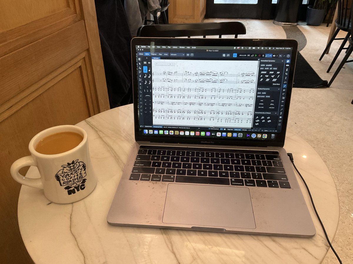 ComposerColeman's tweet photo. Hanging at Variety Roasters in lower Manhattan, during this epic snowstorm. Composing music for a short film to be presented by ACM’s ‘Sound of Silent Film’ festival this year.  Am I proud and maybe a little vain?  YES, I AM! 😁

#AccessContemporaryMusic #ACM #SoundofSilentFilm https://t.co/7ZVmIUWauB