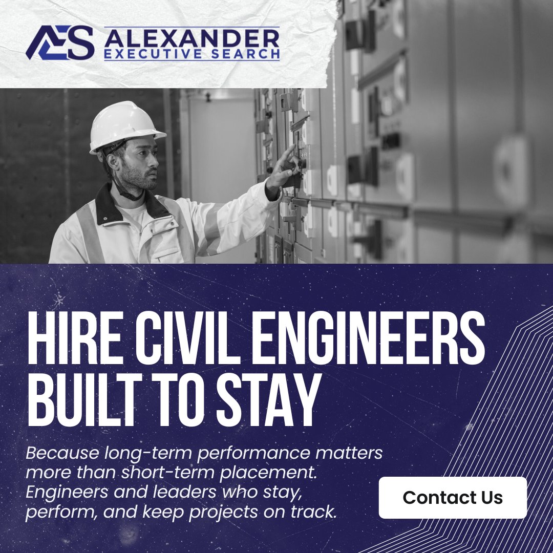 AlexanderExecu1's tweet photo. Hiring in civil engineering isn’t hard because talent doesn’t exist. It’s hard because the wrong hire is expensive. At Alexander Executive Search, we don’t rely on resumes/CVs alone or outdated recruitment shortcuts. https://t.co/jCkityIiBv 
#EngineeringCareers #CivilEngineering https://t.co/3EOMUcoTTx