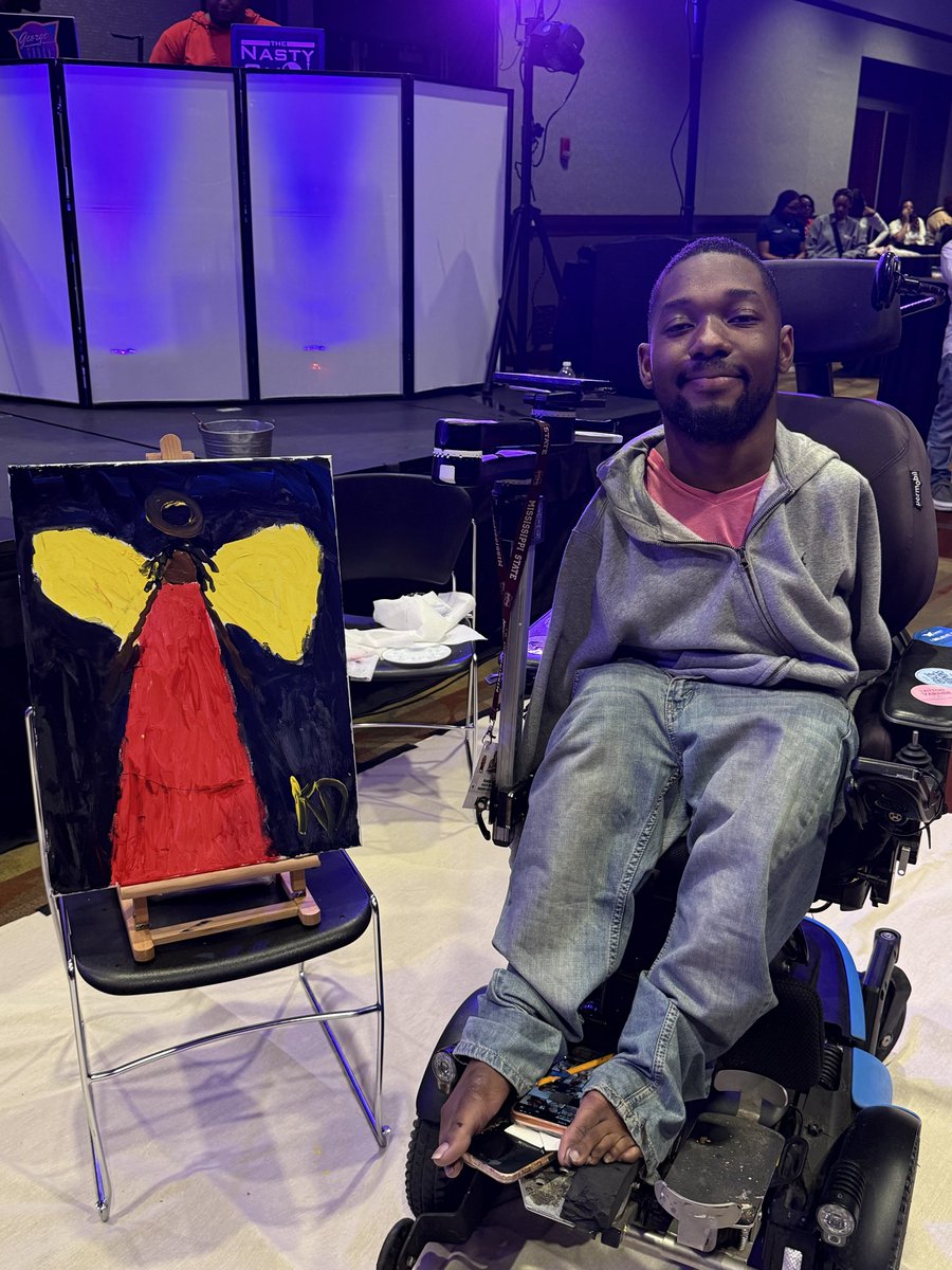 kendrelldaniels's tweet photo. Live painting during @msublackalumni celebration
For this piece, I created a Black angel as a symbol of strength🩵
Live painting is now available for private events and community celebrations. Booking inquiries via email. https://t.co/1EW0FUYGek