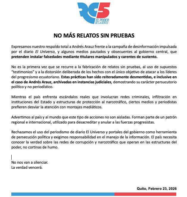 Nuestro total respaldo querido <a href="/ecuarauz/">Andrés Arauz</a> 

#LaVerdadVencerá