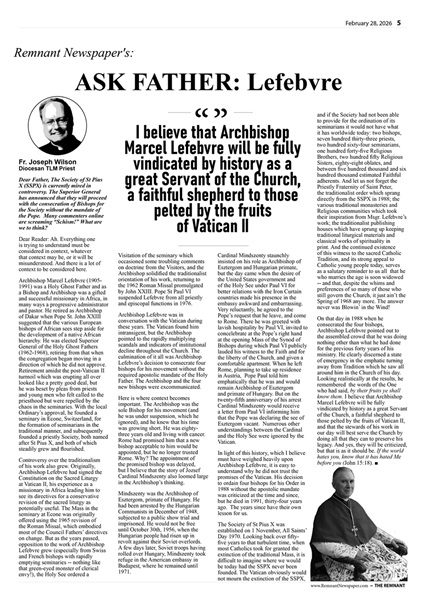 Why "ask Father" when you can ask your oh-so legitimate and valid local Novus Ordo bishop? Or, better yet, when your 'totally-valid Pope' has released an Apostolic Letter on the matter?