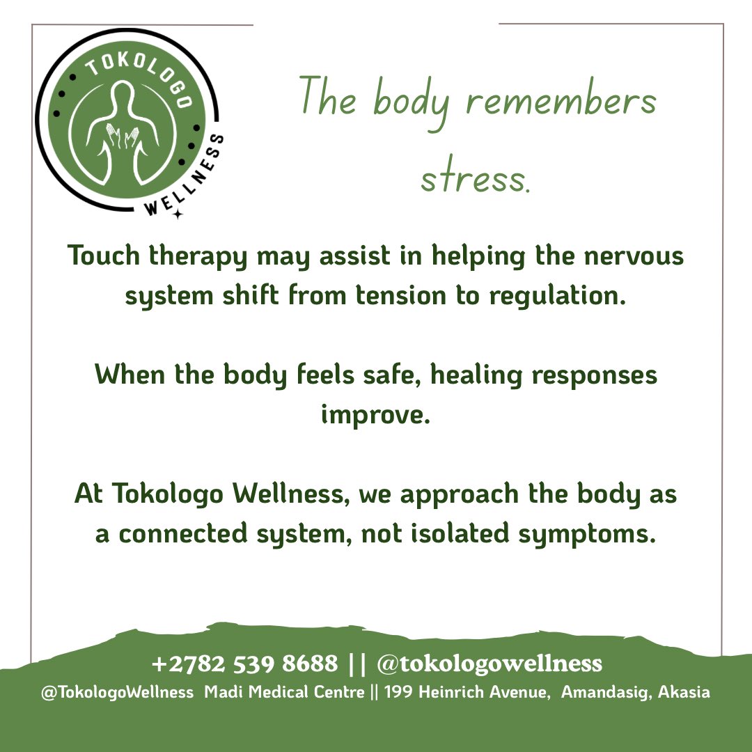 TokologoWell's tweet photo. The body remembers stress.

At @TokologoWell, we approach the body as a connected system, not isolated symptoms.

💚 Wellness support, not medical advice.

#TokologoWellness
#TouchTherapy
#NervousSystemCare
#TherapeuticSupport
#HolisticHealing https://t.co/EGlSXudeBQ