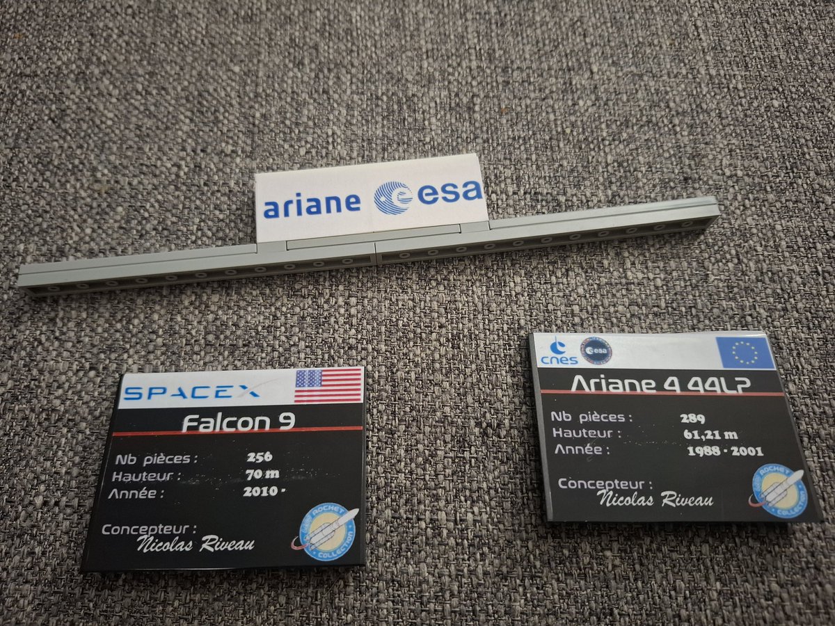 RocketLego's tweet photo. Afin de partager encore plus sur la reproduction des modèles, j'ai changé les ecriteaux. qu'en pensez vous ? #LEGO #SpaceTech #legorocket #space #liftoff @airandspace @Ajmeunier @Brickmitri @CiteEspace @CNES @esa https://t.co/30SaUSIAvO