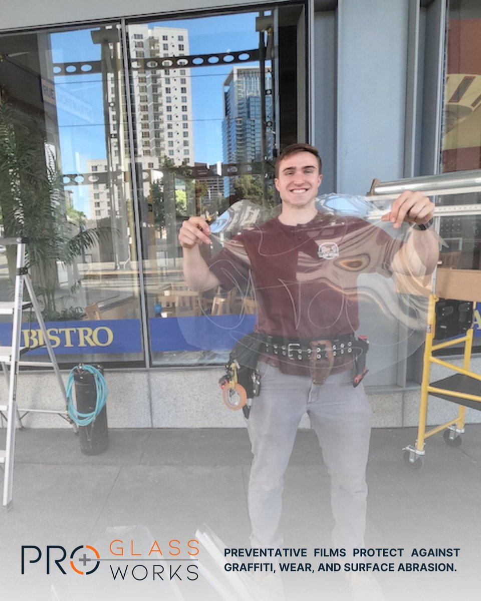 proglassworks's tweet photo. Don’t wait for damage — preventative films protect against graffiti, wear and surface abrasion! Film is clear protection that saves money over time. 
.
.
#antigraffitifilm #windowfilm #commercialfacade #glassprotection #durability #3mwindowfilms #SanDiego #Temecula #ProGlassWorks https://t.co/f1XQRMlVNf