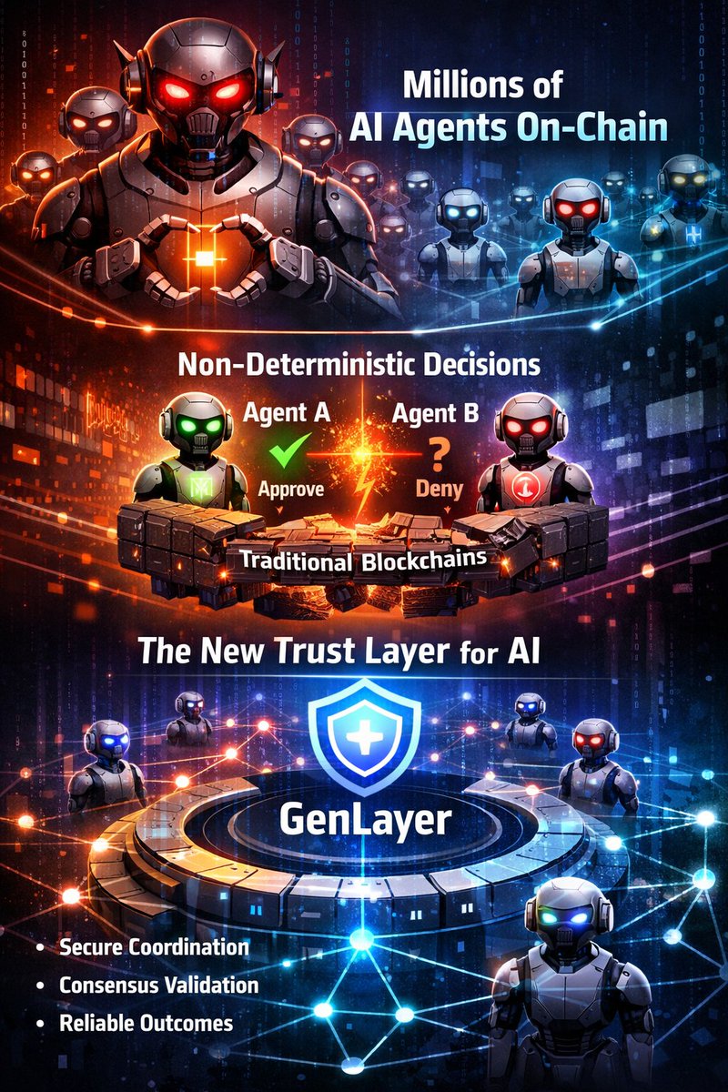 Rex_Scepter's tweet image. Clawbot is bringing millions of autonomous AI agents into the blockchain that changes the game completely.
Agents are not just token transfer machines. They negotiate, evaluate, rank, and make decisions based on probabilities. Their outputs are not deterministic. For example, two