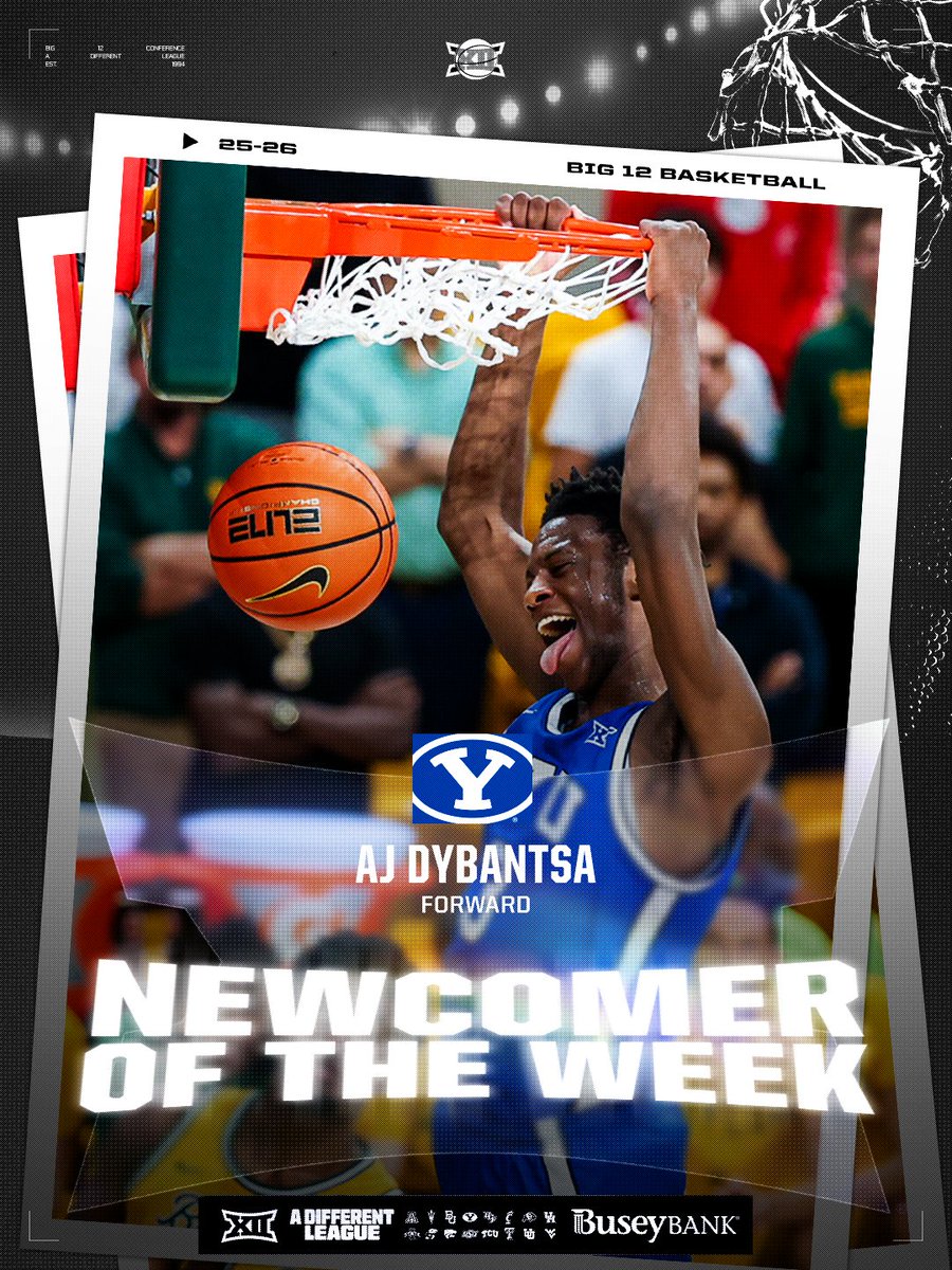 February 2⃣3⃣ <a href="/Busey/">Busey</a> #Big12MBB Newcomer of the Week 🏅

AJ Dybantsa | <a href="/BYUMBB/">BYU Men's Basketball</a>