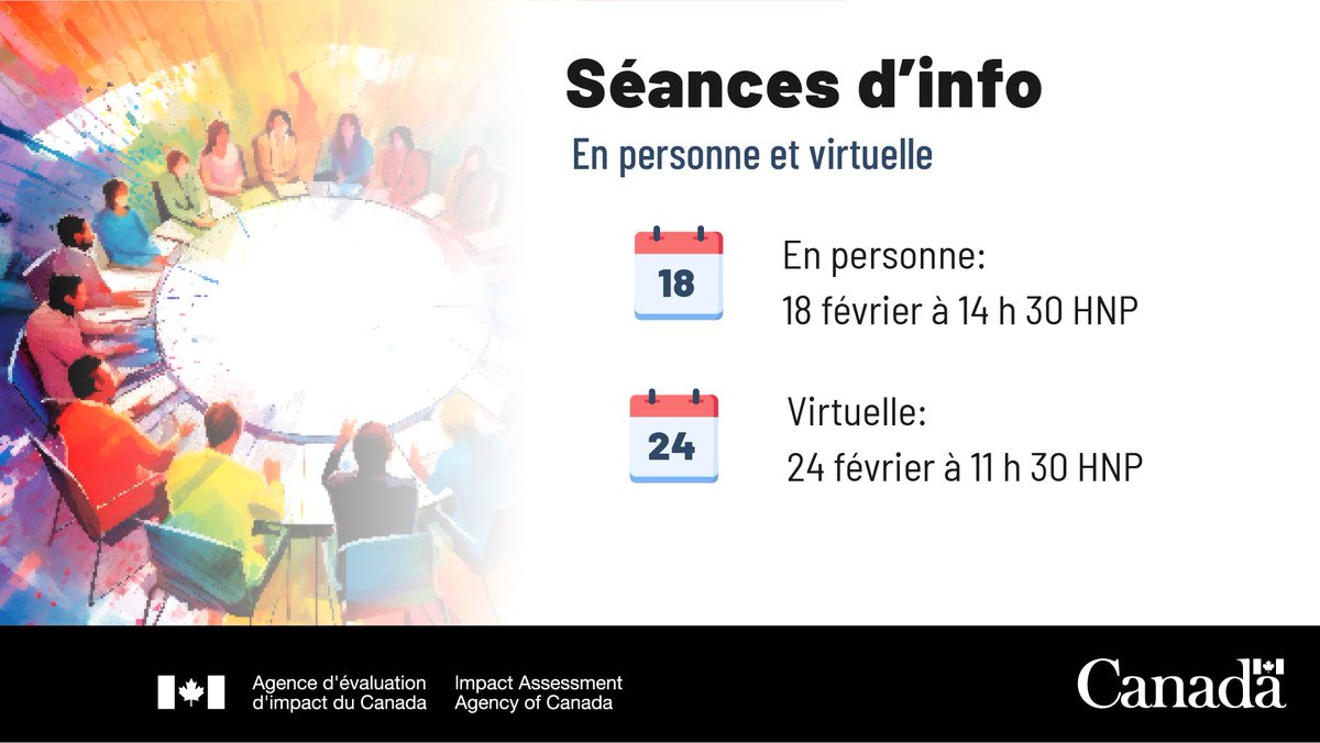 aeic_iaac's tweet image. N’oubliez pas de vous joindre à notre séance d’information en ligne le 24 février sur le projet nickélifère Baptiste proposé.

À bientôt! 👉 iaac-aeic.gc.ca/050/evaluation…

#ÉvaluationImpact #ColombieBritannique