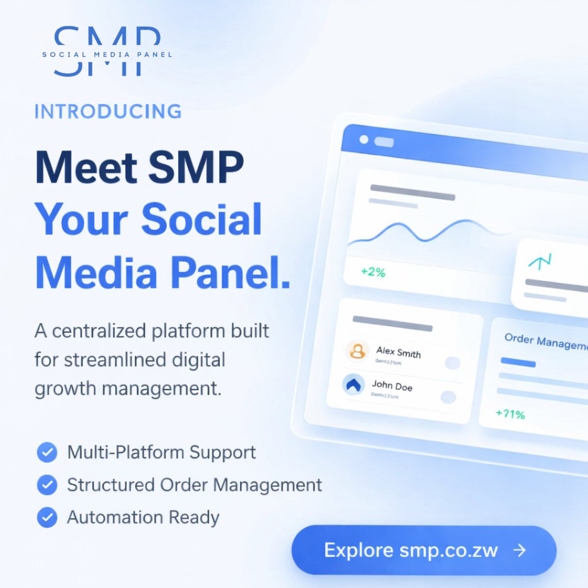 NanoPrimeZw's tweet image. Meet SMP — your Social Media Panel built for structured digital growth management.
Designed for agencies, resellers &amp;amp; digital professionals who value efficiency and automation.
Explore more at smp.co.zw 🚀
#SMP #SocialMediaPanel #DigitalTools #Automation #Agencies